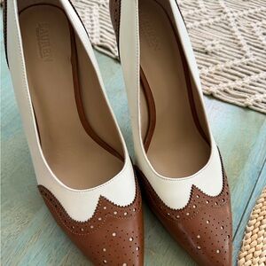 Ralph Lauren Brown and Cream Heels